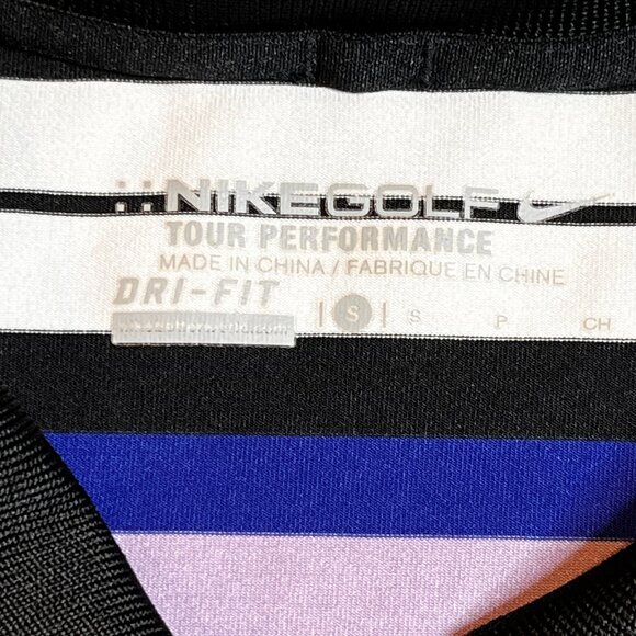 Nike Golf Dri-Fit Polo Shirt Mens Size M Short Sleeve Logo Purple Black White - Picture 7 of 9